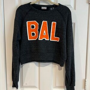 Where I’m From BAL Cropped Crewneck Sweatshirt - Black with Orange Letters